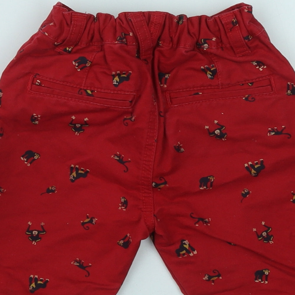 TU  Boys Red  Cotton Bermuda Shorts Size 2-3 Years  Regular  - Gorilla Print