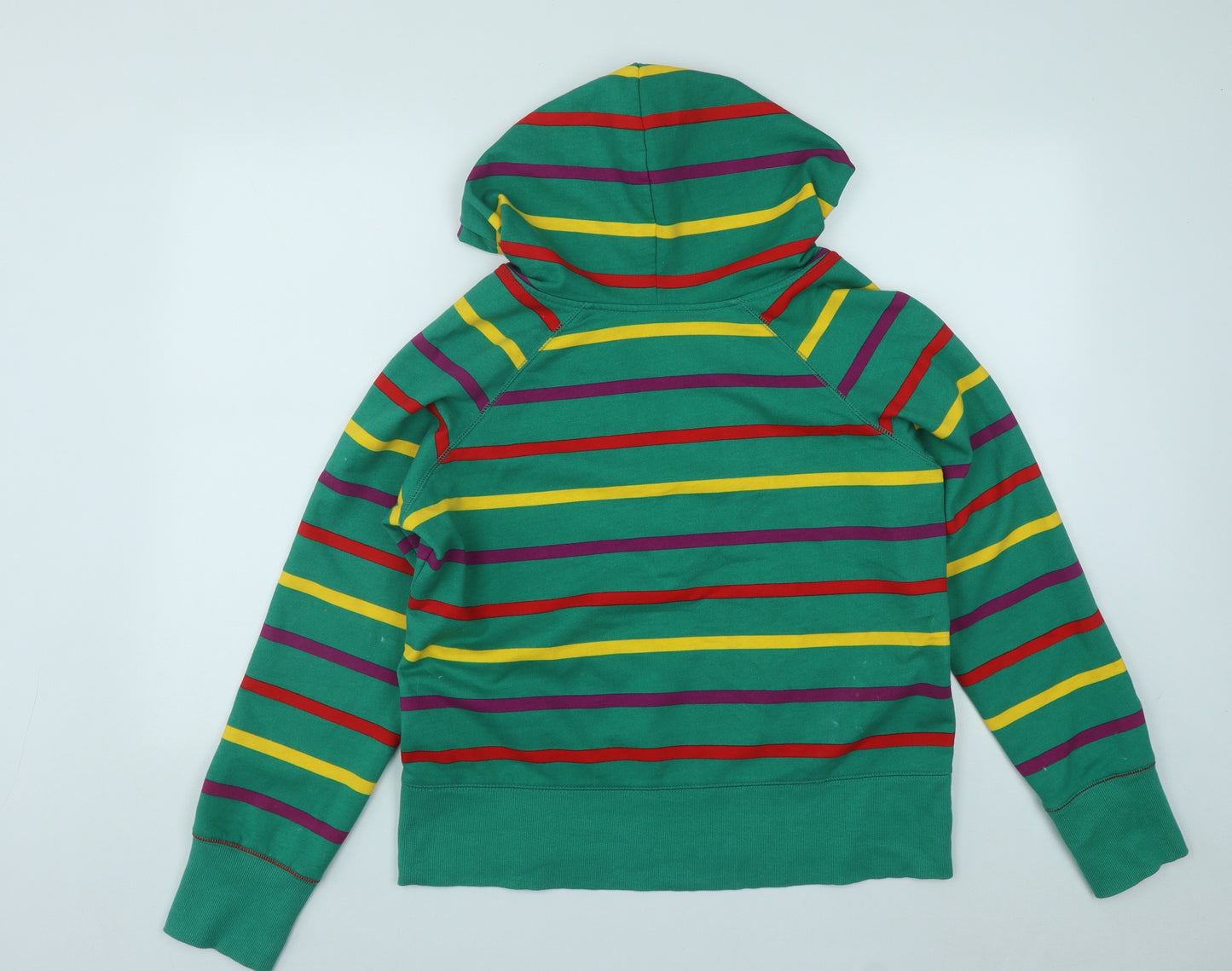 Denim & Co. Womens Multicoloured Striped Cotton Pullover Hoodie Size 18  Drawstring