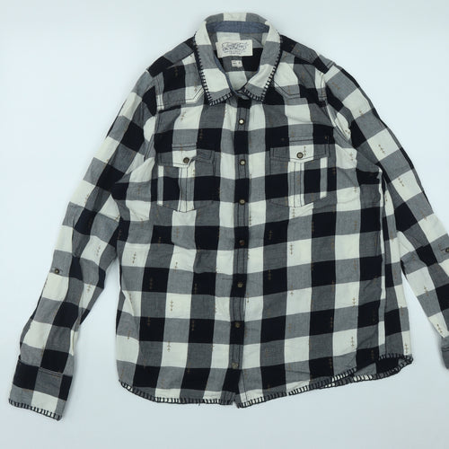 Twenty Three Womens Multicoloured Plaid Cotton Basic Button-Up Size XL Collared