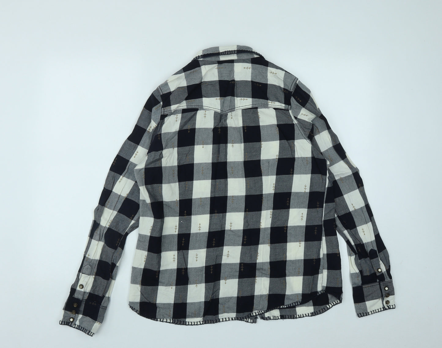 Twenty Three Womens Multicoloured Plaid Cotton Basic Button-Up Size XL Collared