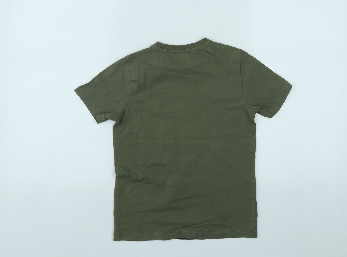 F&F  Boys Green  Cotton Basic T-Shirt Size 6-7 Years Round Neck  - Snake Print