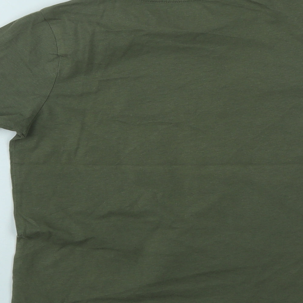 F&F  Boys Green  Cotton Basic T-Shirt Size 6-7 Years Round Neck  - Snake Print