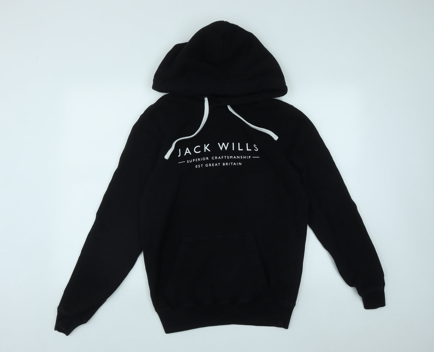 Jack Wills Mens Black  Cotton Pullover Hoodie Size XS