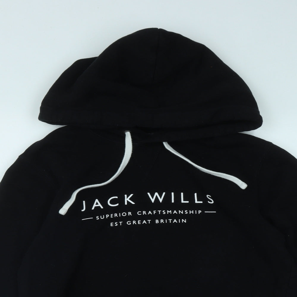 Jack Wills Mens Black  Cotton Pullover Hoodie Size XS