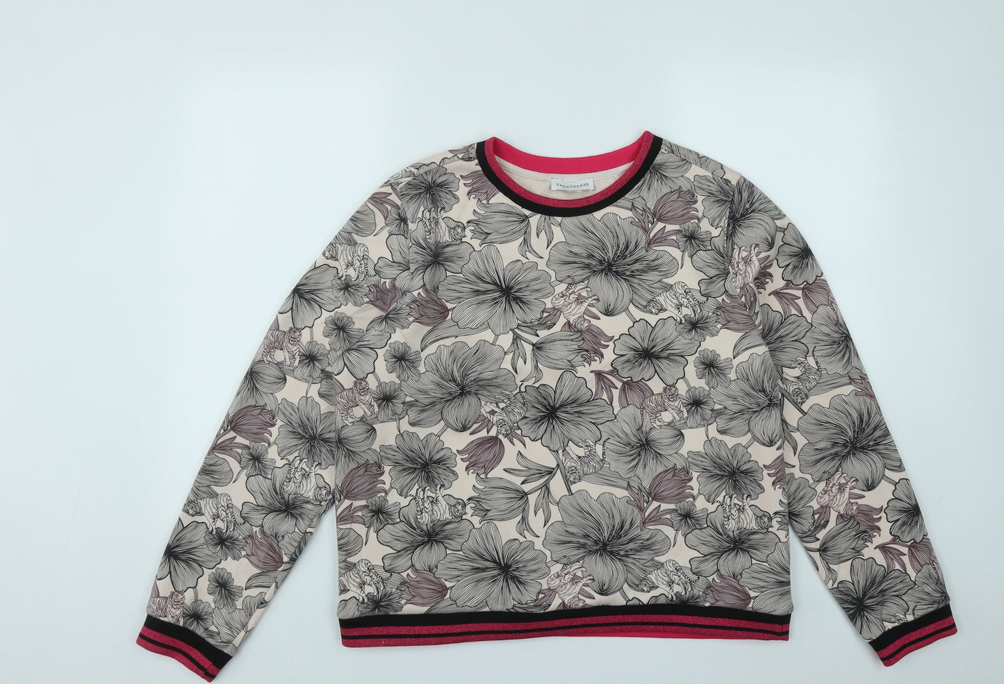 Paraphrase Womens Multicoloured Round Neck Geometric Polyester Pullover Jumper Size L   - Tiger Print