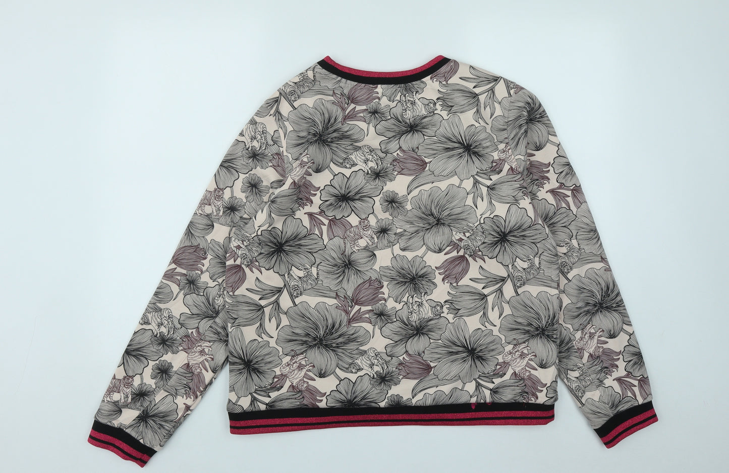 Paraphrase Womens Multicoloured Round Neck Geometric Polyester Pullover Jumper Size L   - Tiger Print