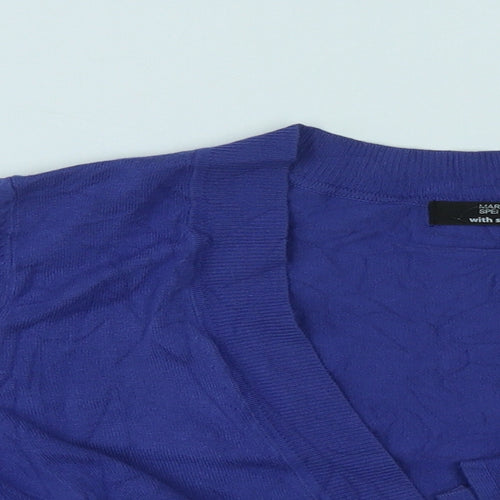Marks and Spencer Womens Blue V-Neck  Viscose Shrug Jumper Size 14