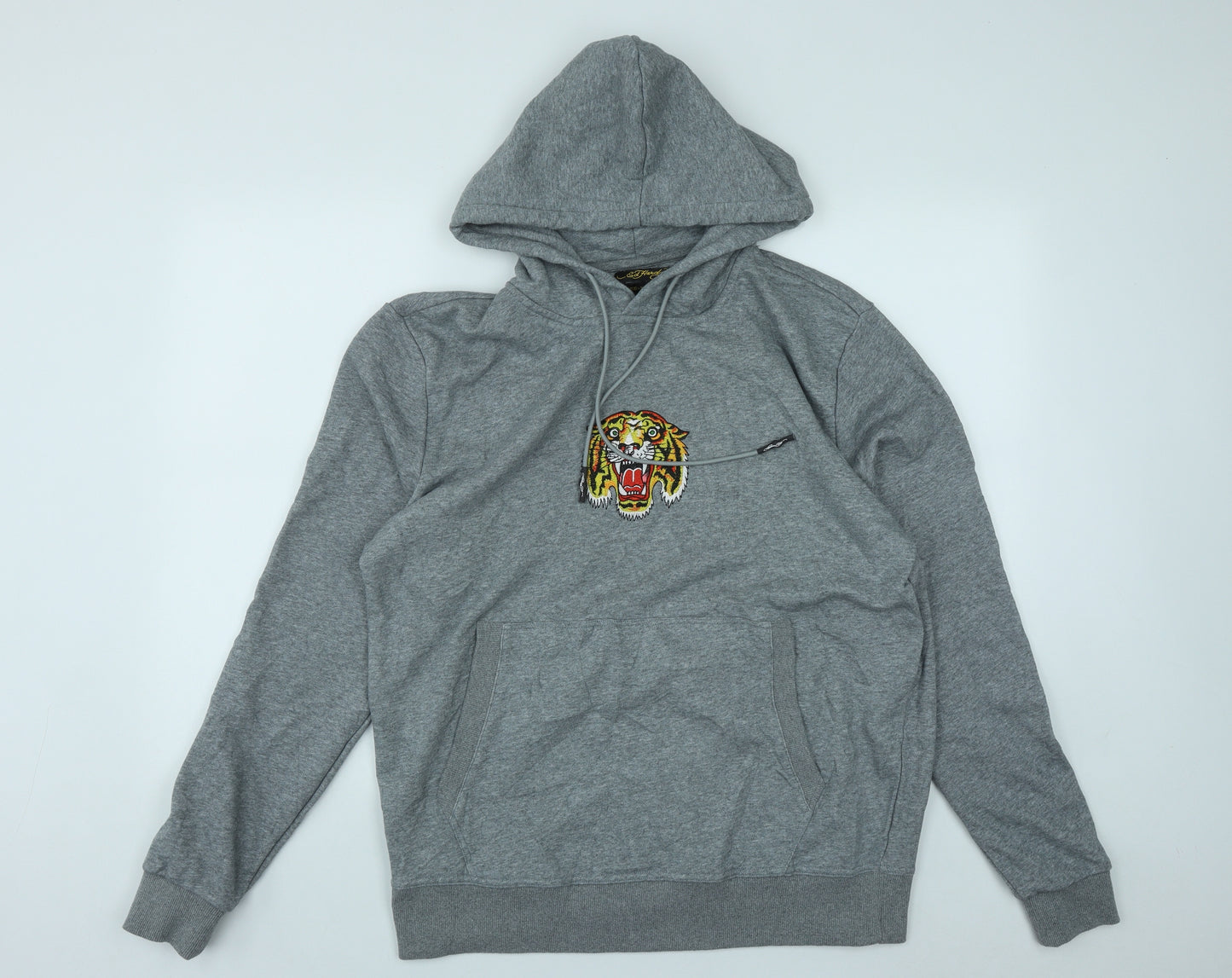 Ed Hardy Mens Grey  Cotton Pullover Hoodie Size XL