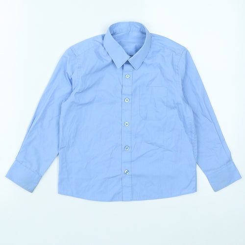 Dunnes Boys Blue  Polyester Basic Button-Up Size 5-6 Years Collared Button