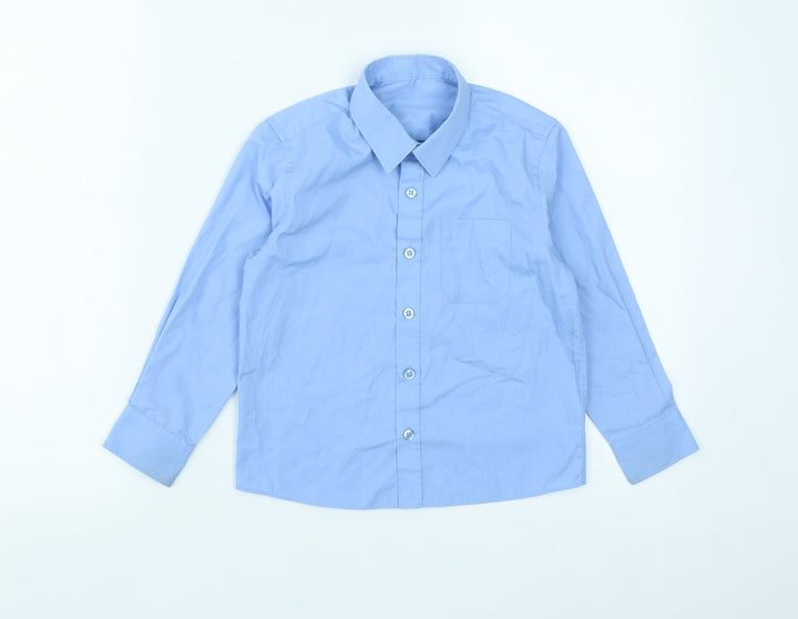 Dunnes Boys Blue Polyester Basic Button-Up Size 5-6 Years Collared Button