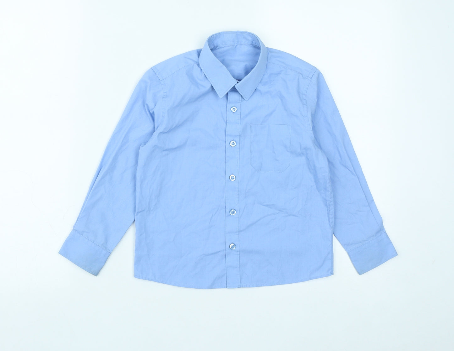 Dunnes Boys Blue  Polyester Basic Button-Up Size 5-6 Years Collared Button