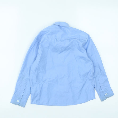 Dunnes Boys Blue  Polyester Basic Button-Up Size 5-6 Years Collared Button