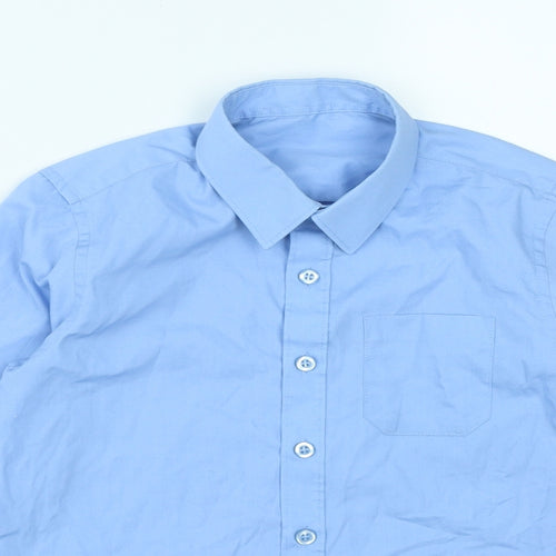 Dunnes Boys Blue  Polyester Basic Button-Up Size 5-6 Years Collared Button
