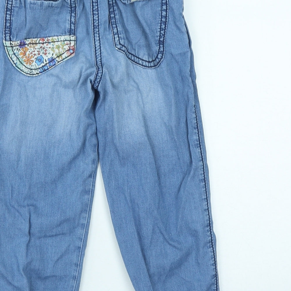 NEXT Girls Blue Geometric Cotton Straight Jeans Size 2-3 Years  Regular Drawstring - Bunny Rabbits