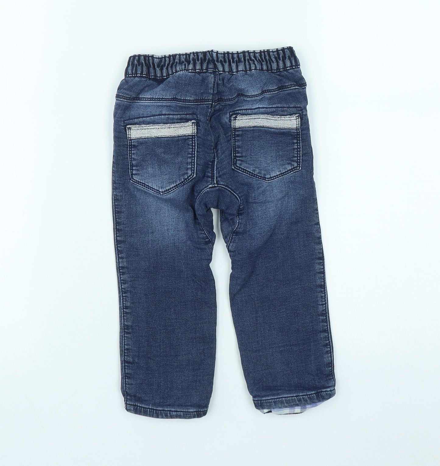 Matalan Girls Blue  Cotton Cropped Jeans Size 18-24 Months  Button