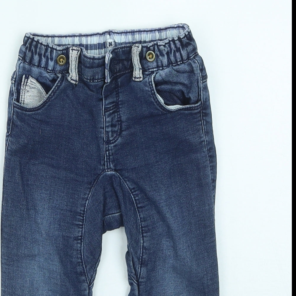 Matalan Girls Blue  Cotton Cropped Jeans Size 18-24 Months  Button