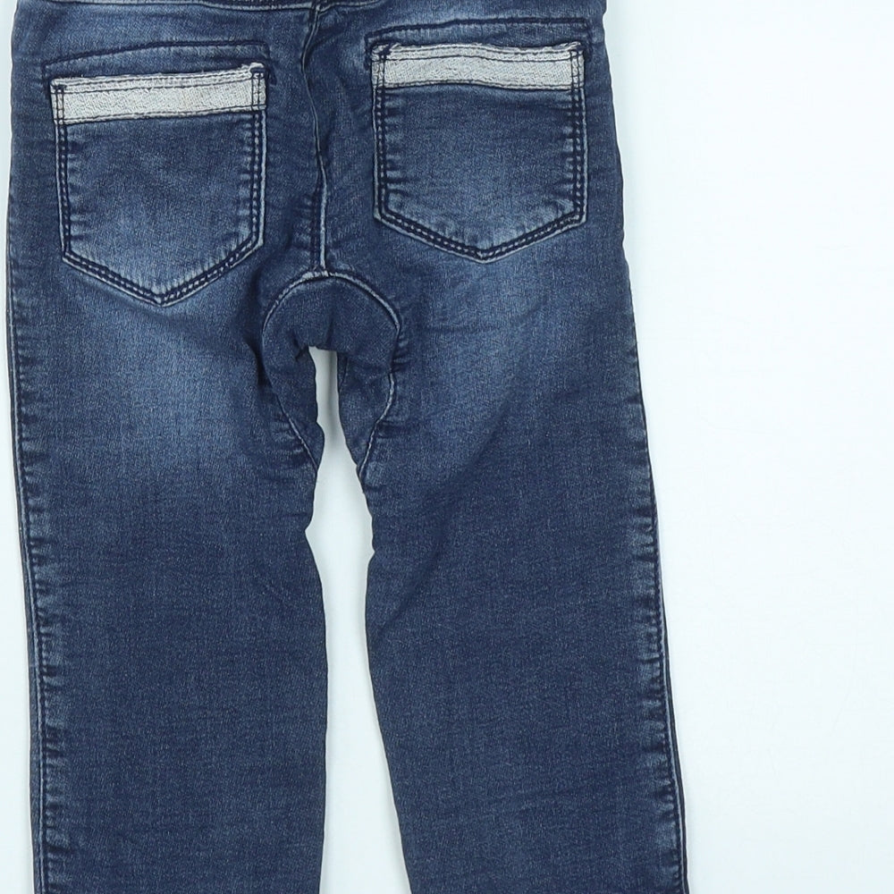 Matalan Girls Blue  Cotton Cropped Jeans Size 18-24 Months  Button