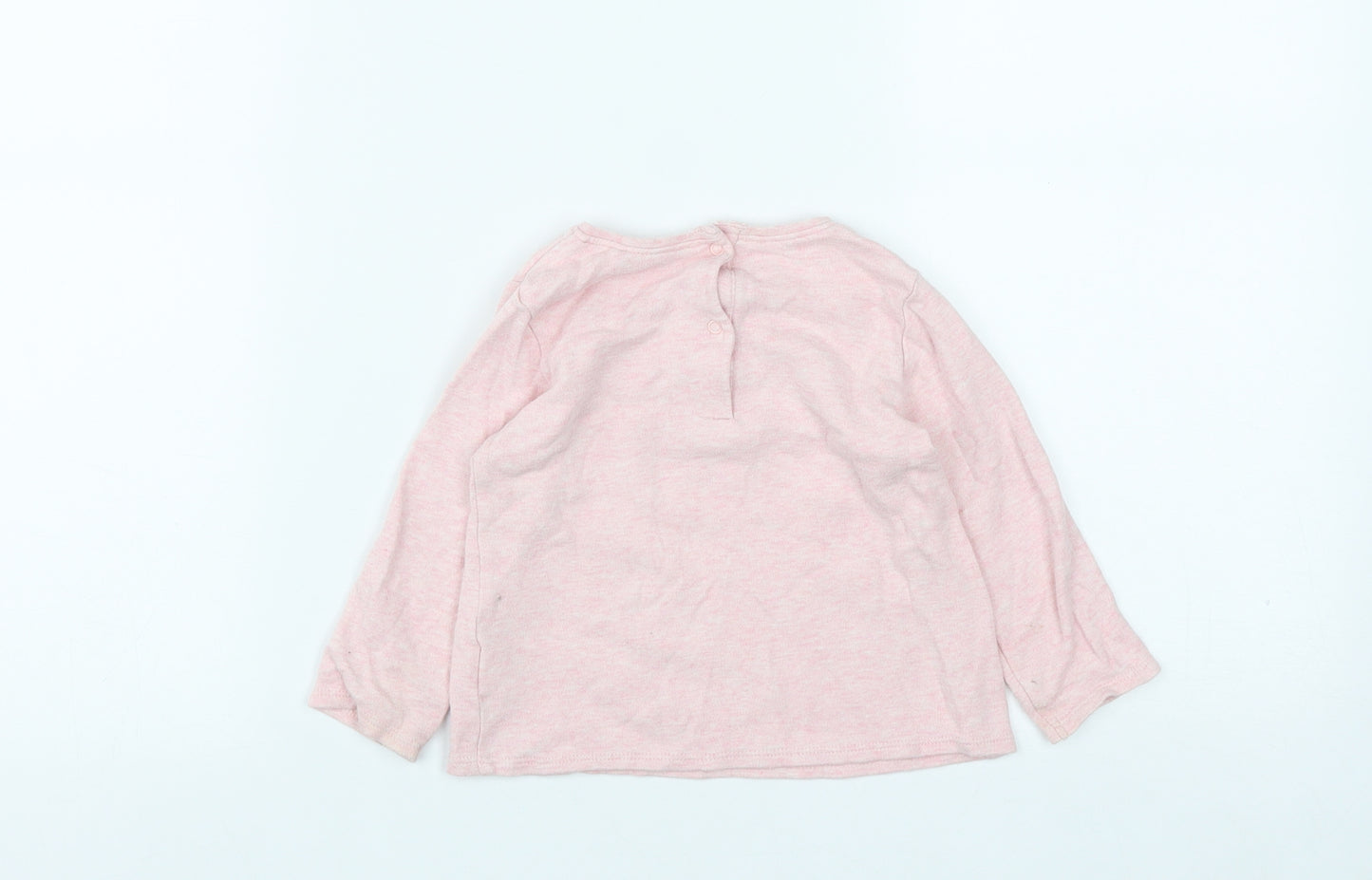 NEXT Girls Pink  Cotton Fit & Flare  Size 12-18 Months  Round Neck Snap - Bunny Rabbits