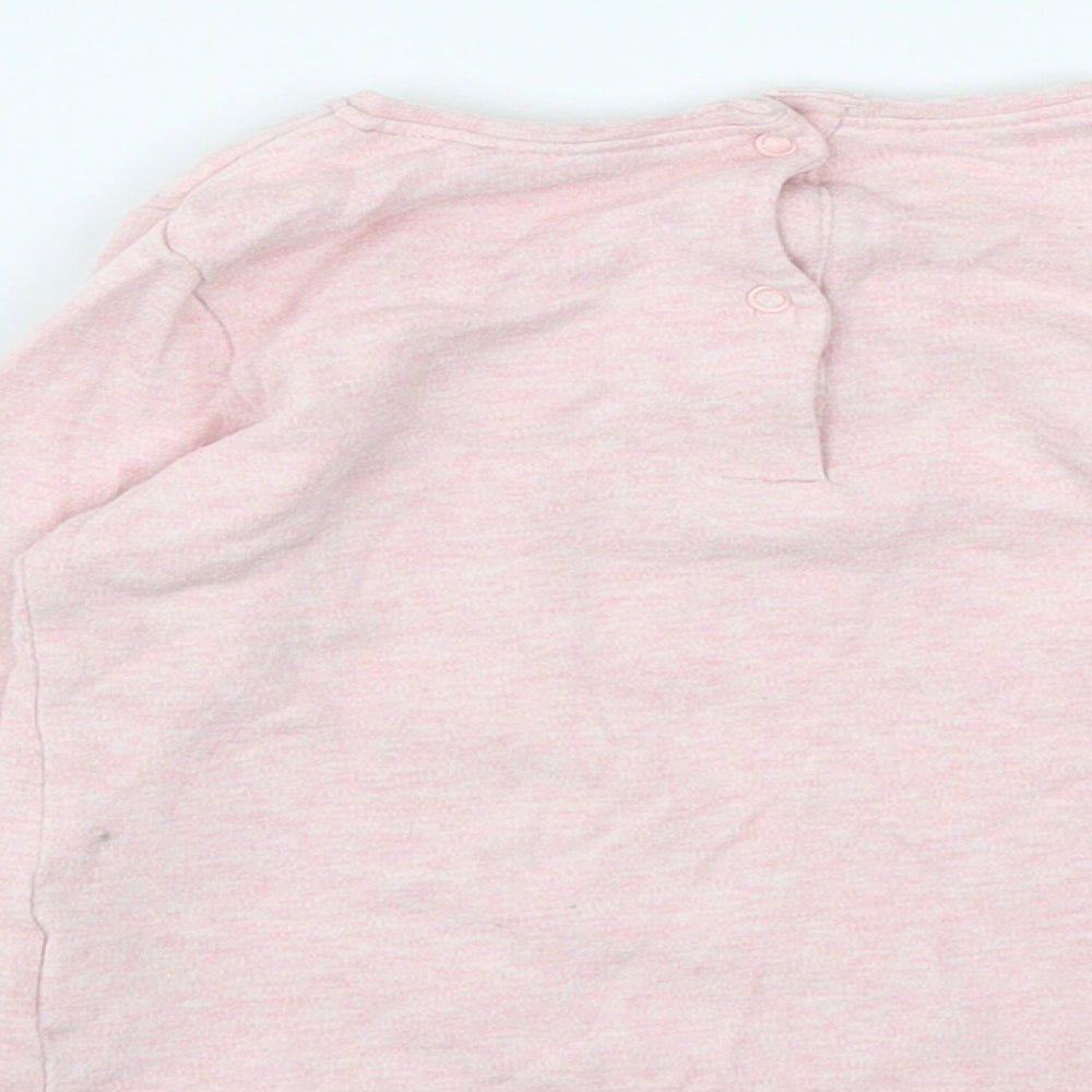 NEXT Girls Pink  Cotton Fit & Flare  Size 12-18 Months  Round Neck Snap - Bunny Rabbits