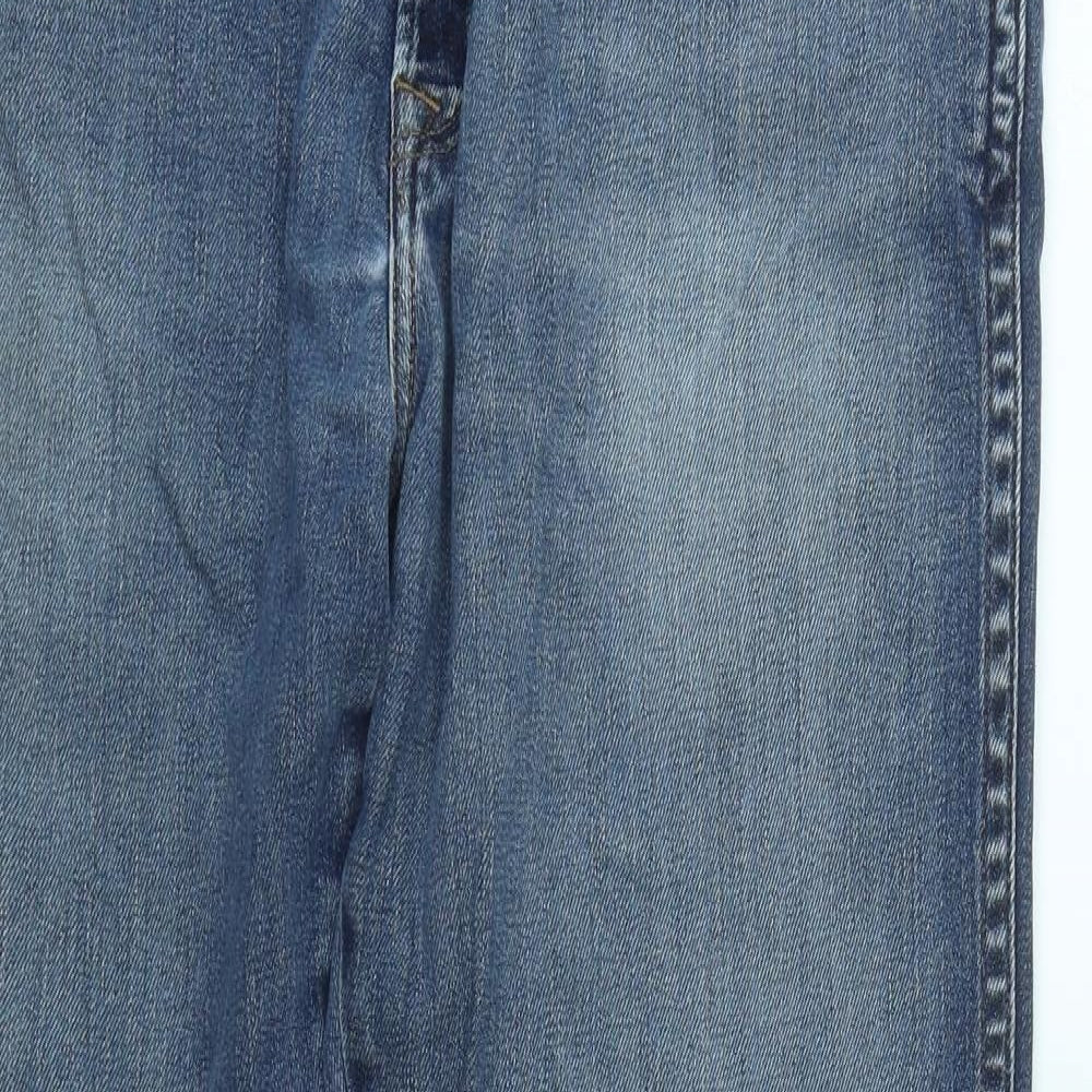 Wrangler Mens Blue  Cotton Straight Jeans Size 36 in L30 in Regular Zip