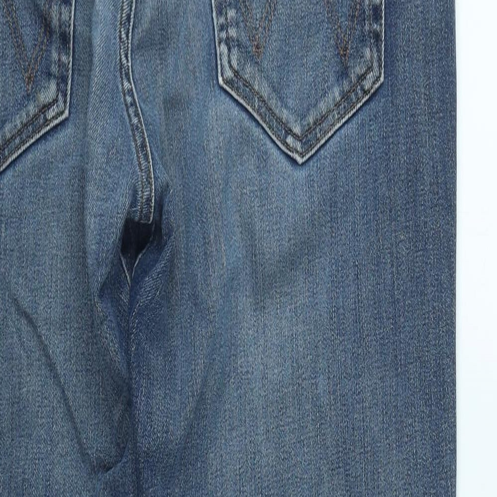 Wrangler Mens Blue  Cotton Straight Jeans Size 36 in L30 in Regular Zip