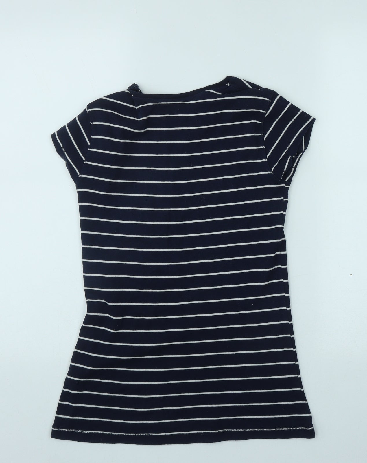 Atmosphere Womens Blue Striped Cotton Basic T-Shirt Size 8 Round Neck