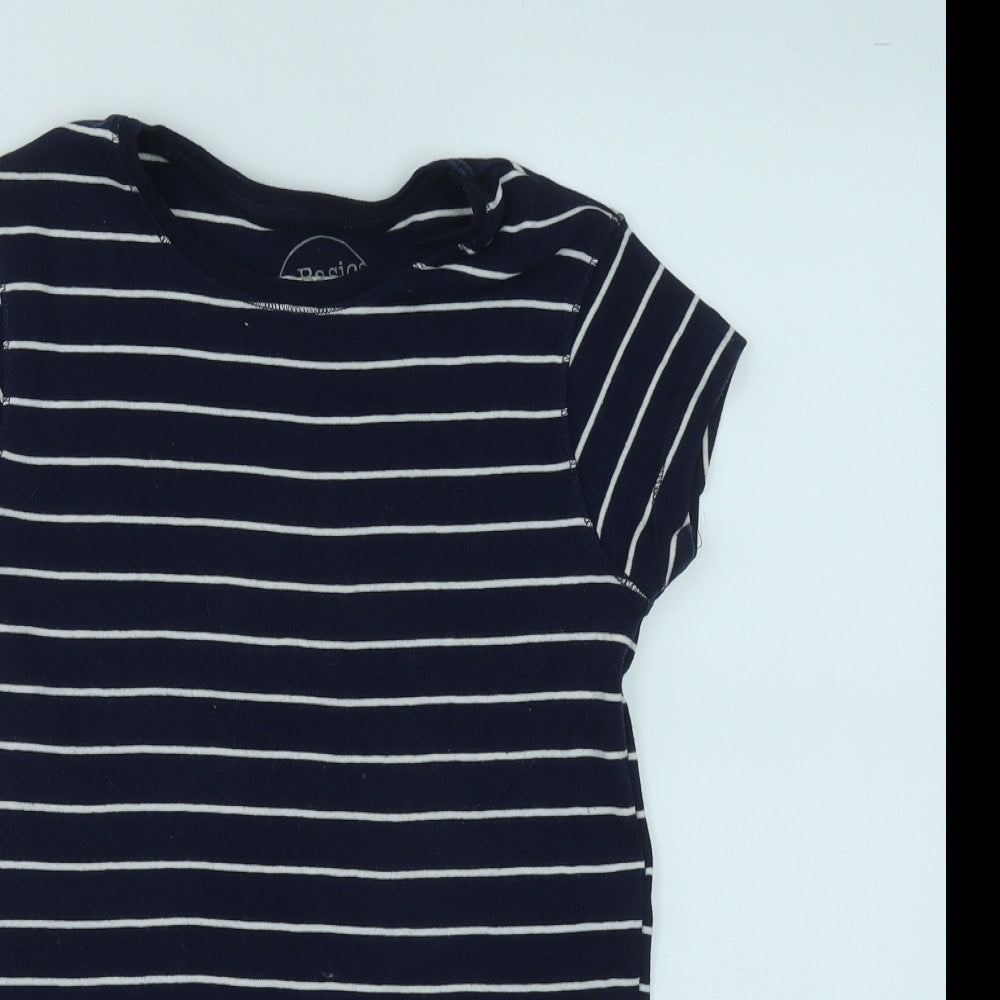 Atmosphere Womens Blue Striped Cotton Basic T-Shirt Size 8 Round Neck
