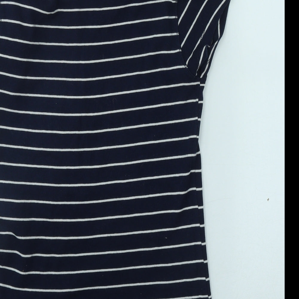 Atmosphere Womens Blue Striped Cotton Basic T-Shirt Size 8 Round Neck