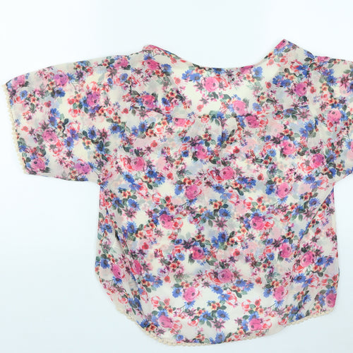 New Look Womens Multicoloured Floral Polyester Basic Button-Up Size 10 Scoop Neck