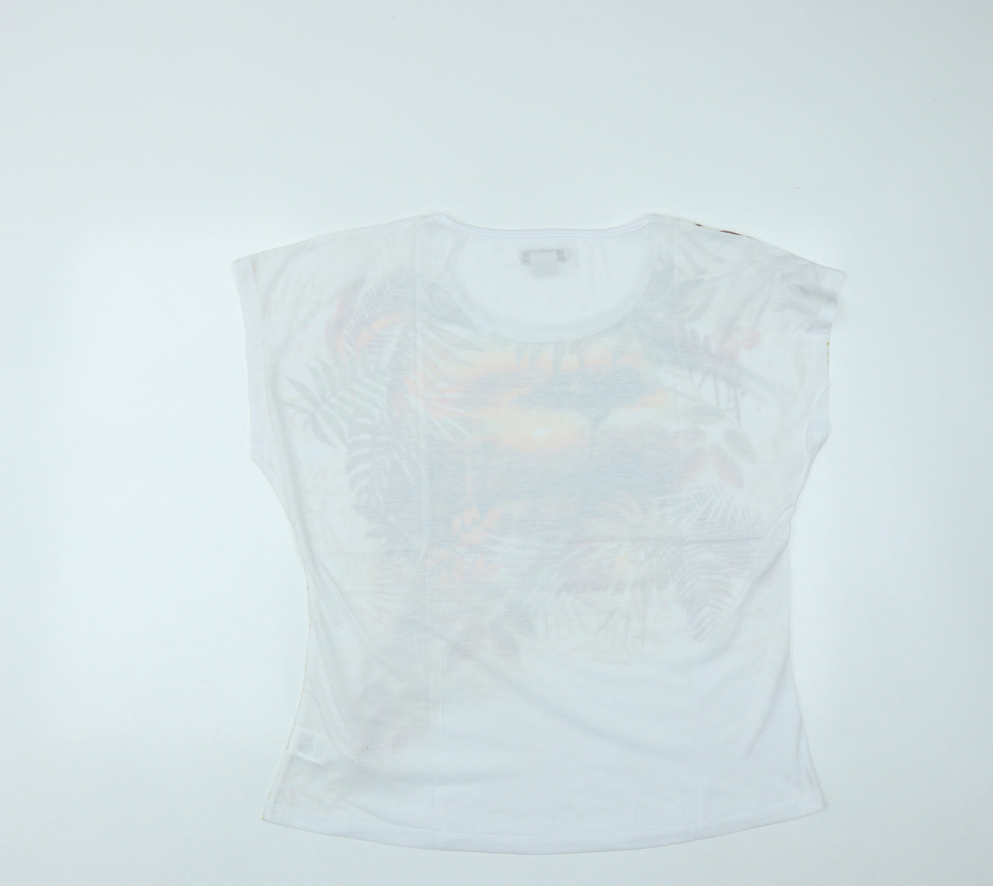 Atlas for Women Womens White  Polyester Basic T-Shirt Size 16 Round Neck