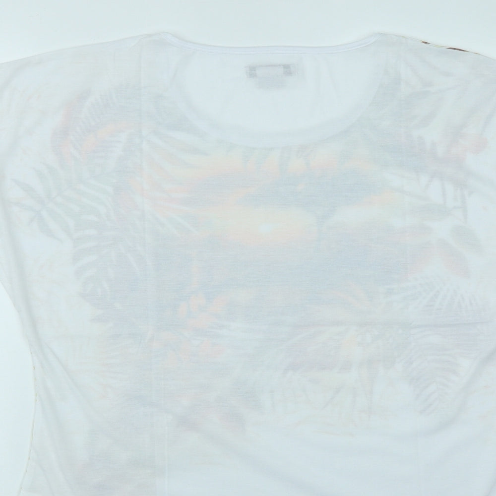 Atlas for Women Womens White  Polyester Basic T-Shirt Size 16 Round Neck