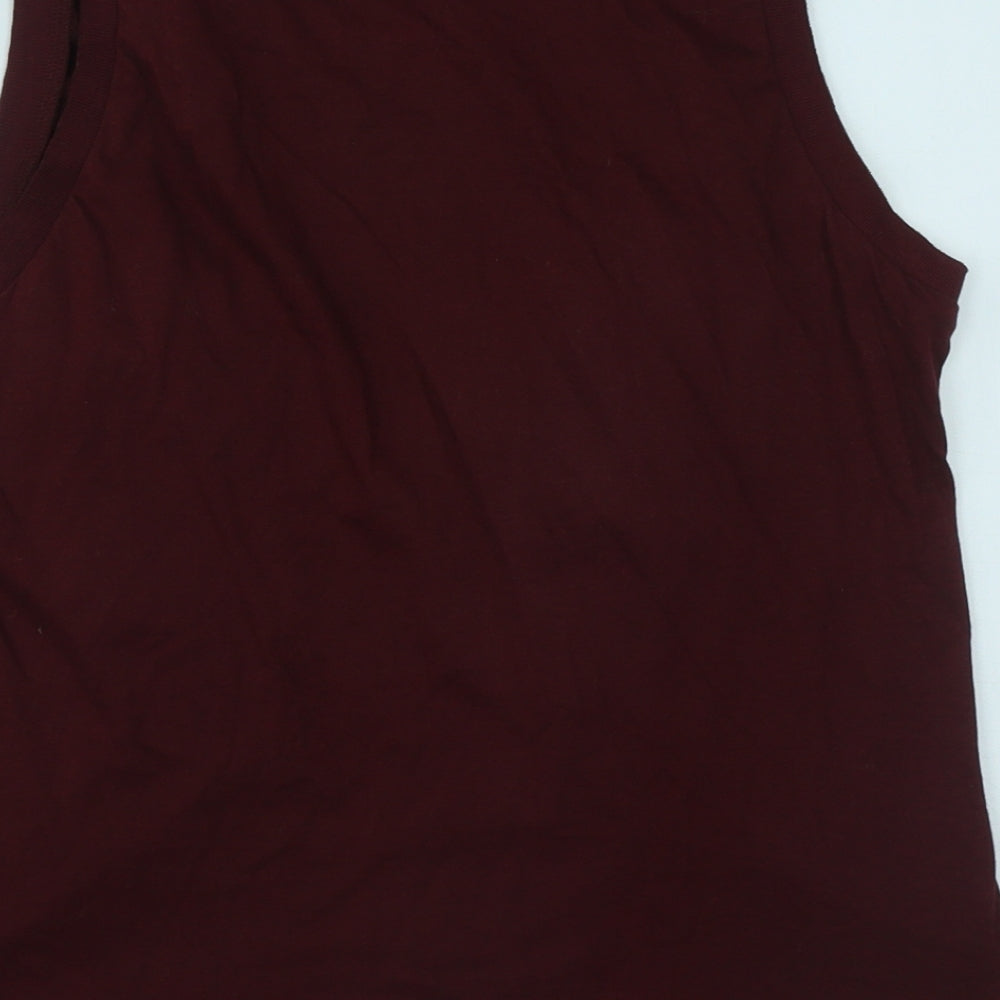 River Island Womens Red  Cotton Basic Tank Size 14 Round Neck