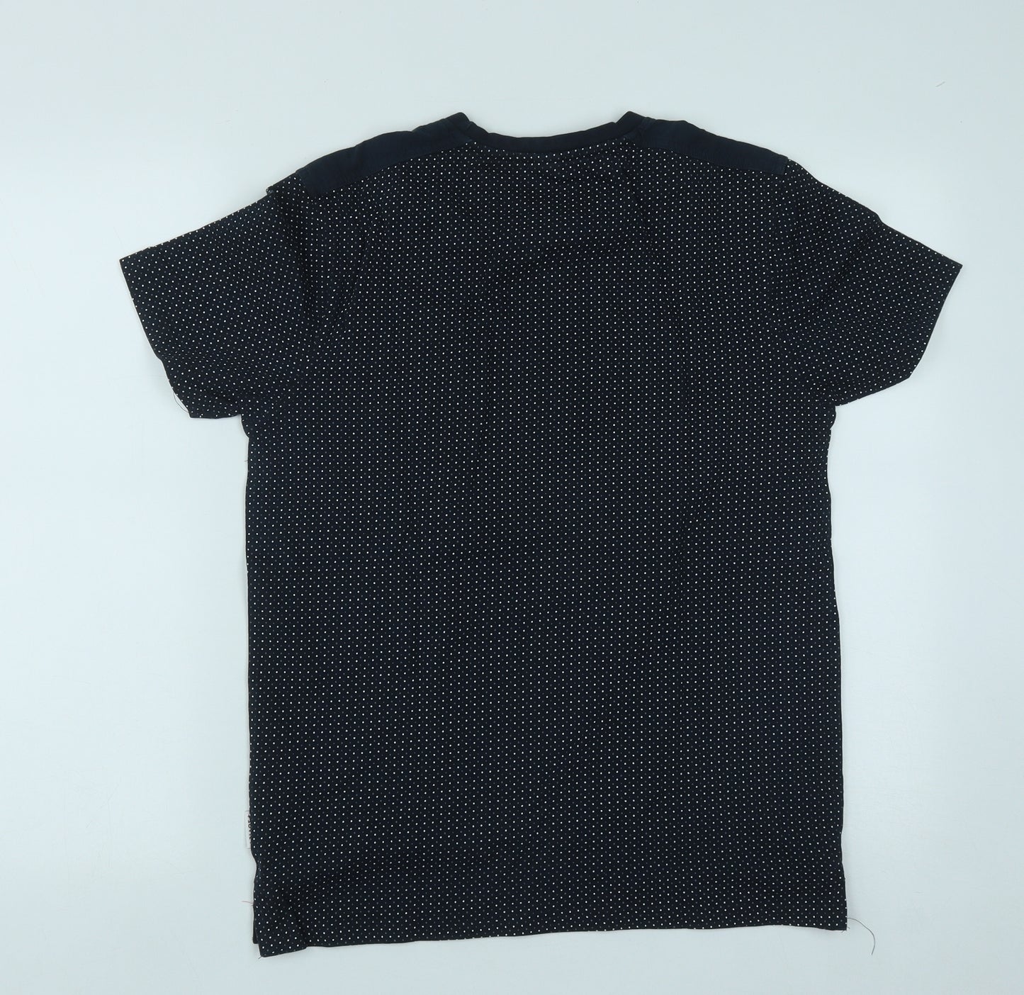 Soviet Mens Blue Polka Dot Cotton  T-Shirt Size M Round Neck