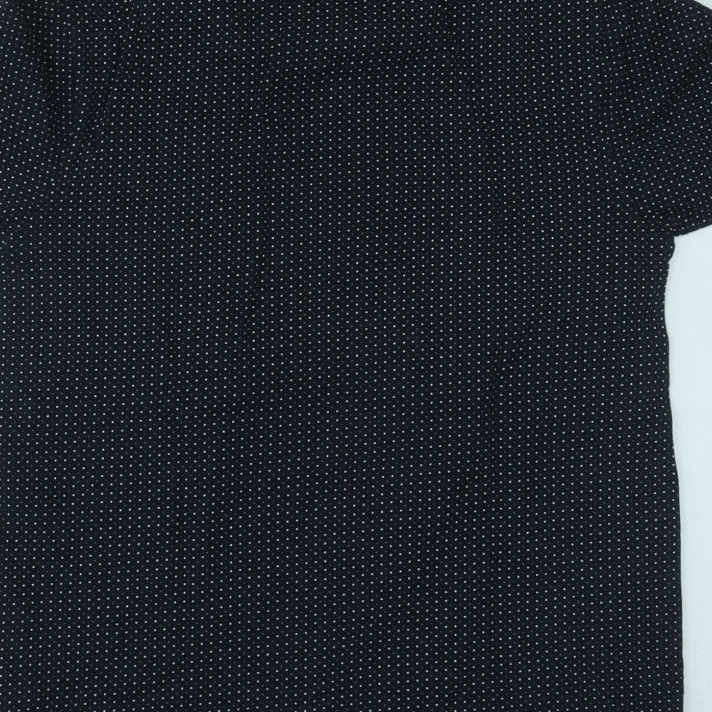 Soviet Mens Blue Polka Dot Cotton  T-Shirt Size M Round Neck