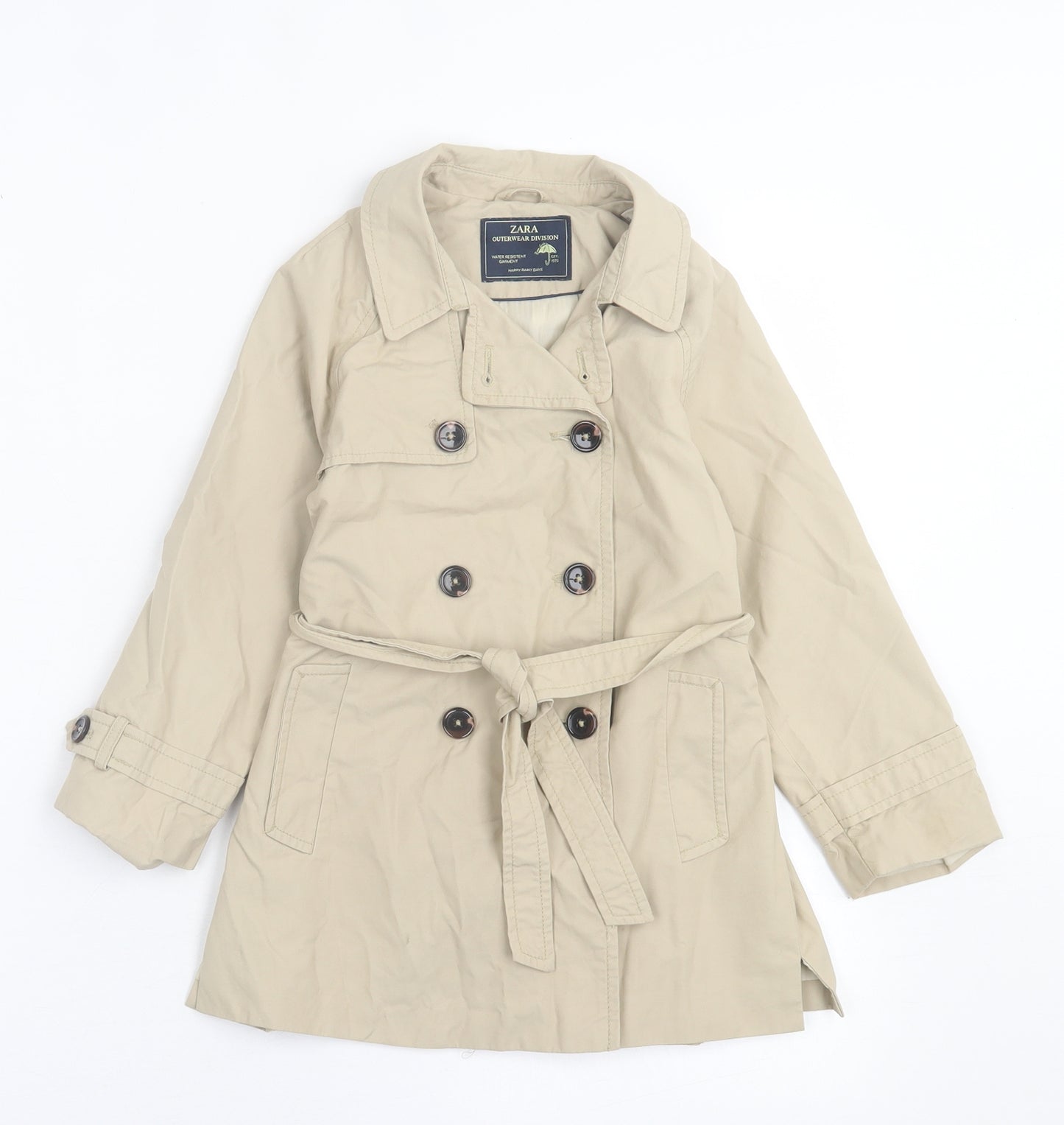 Zara Girls Beige   Overcoat Coat Size 6 Years  Button