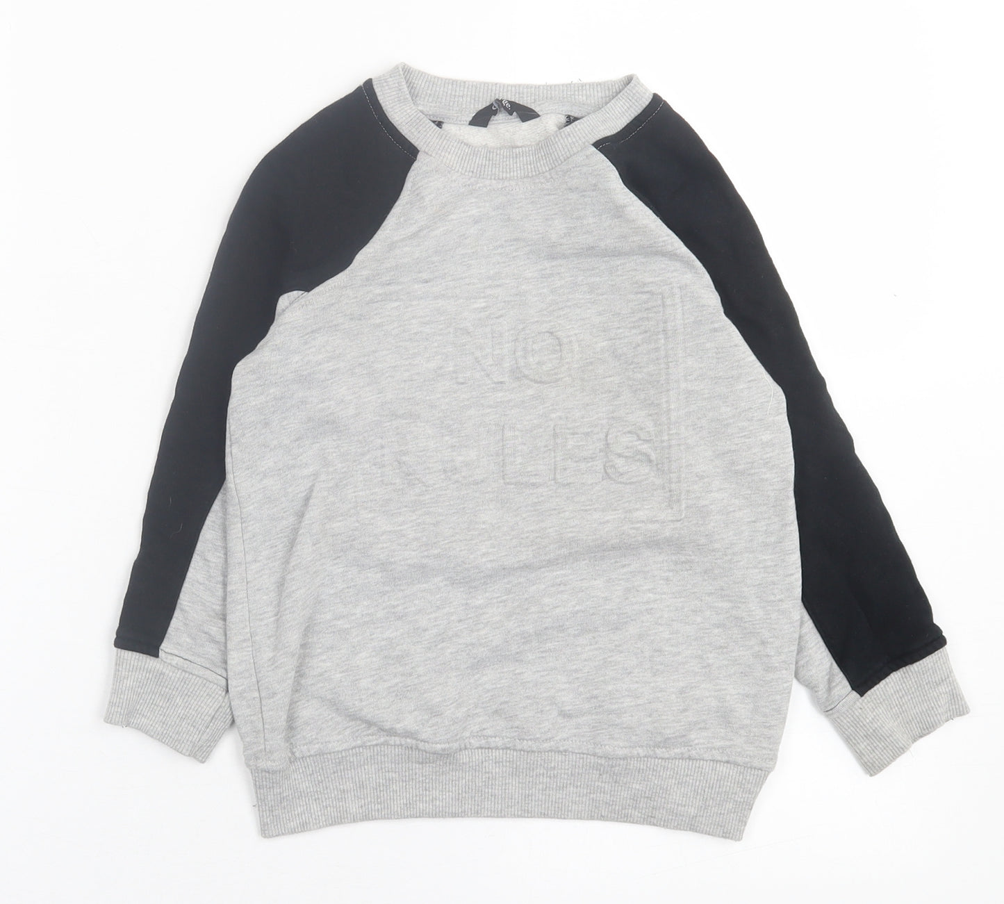 George Boys Grey Crew Neck  Cotton Pullover Jumper Size 5-6 Years  Pullover