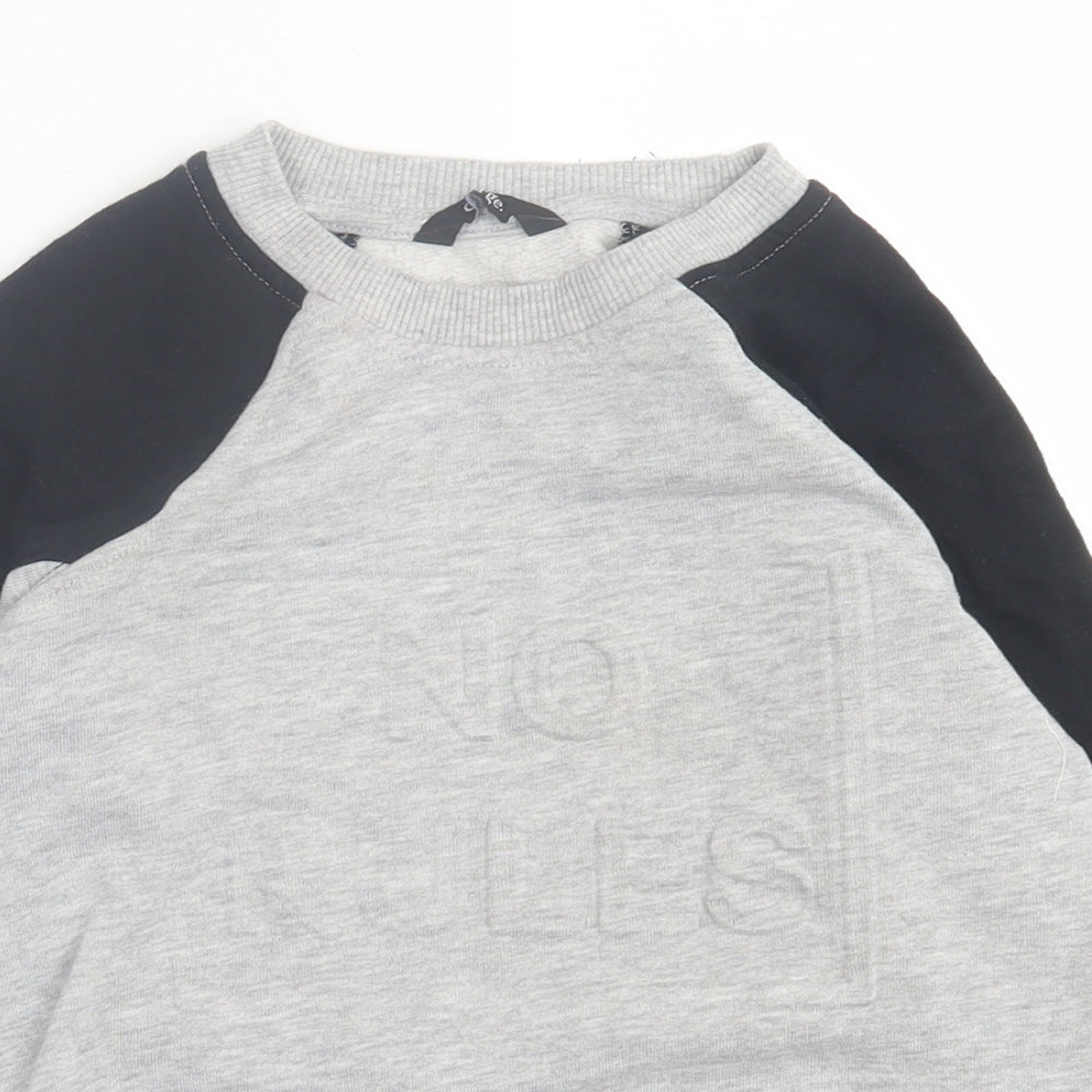 George Boys Grey Crew Neck  Cotton Pullover Jumper Size 5-6 Years  Pullover