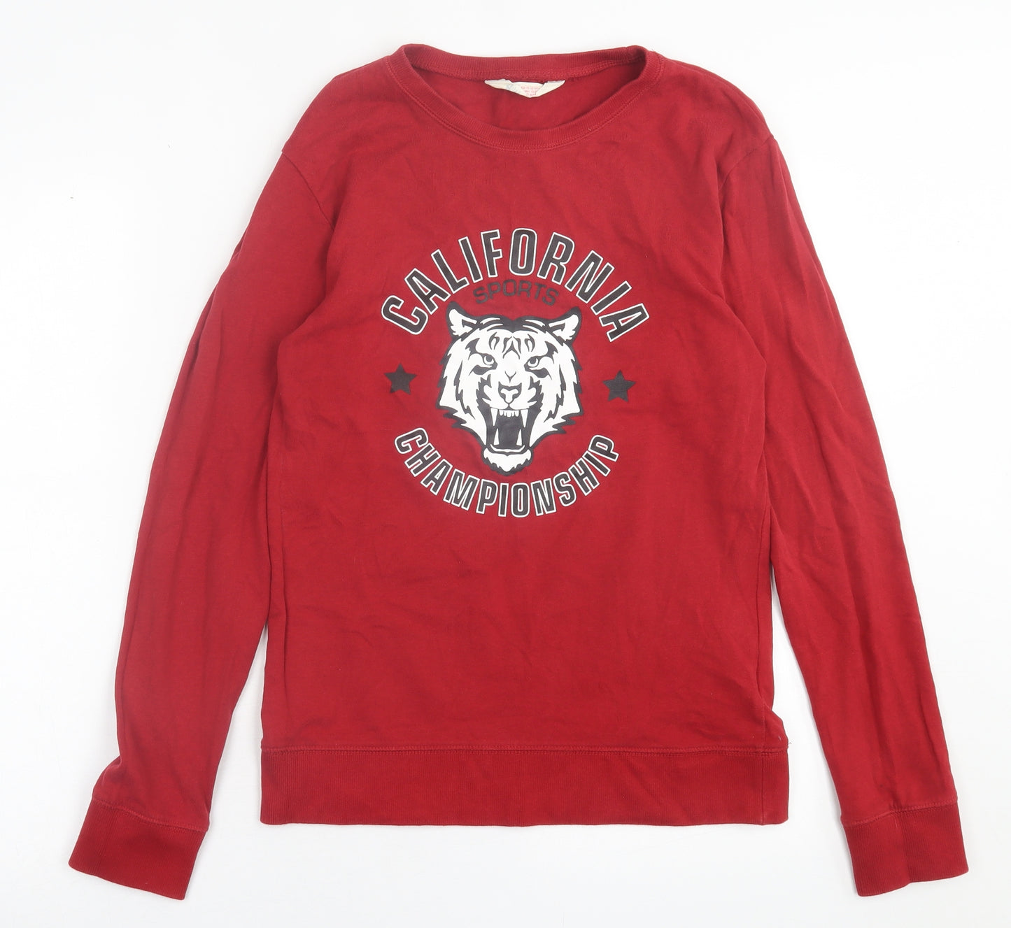H&M Boys Red Crew Neck  Cotton Pullover Jumper Size 14 Years  Pullover