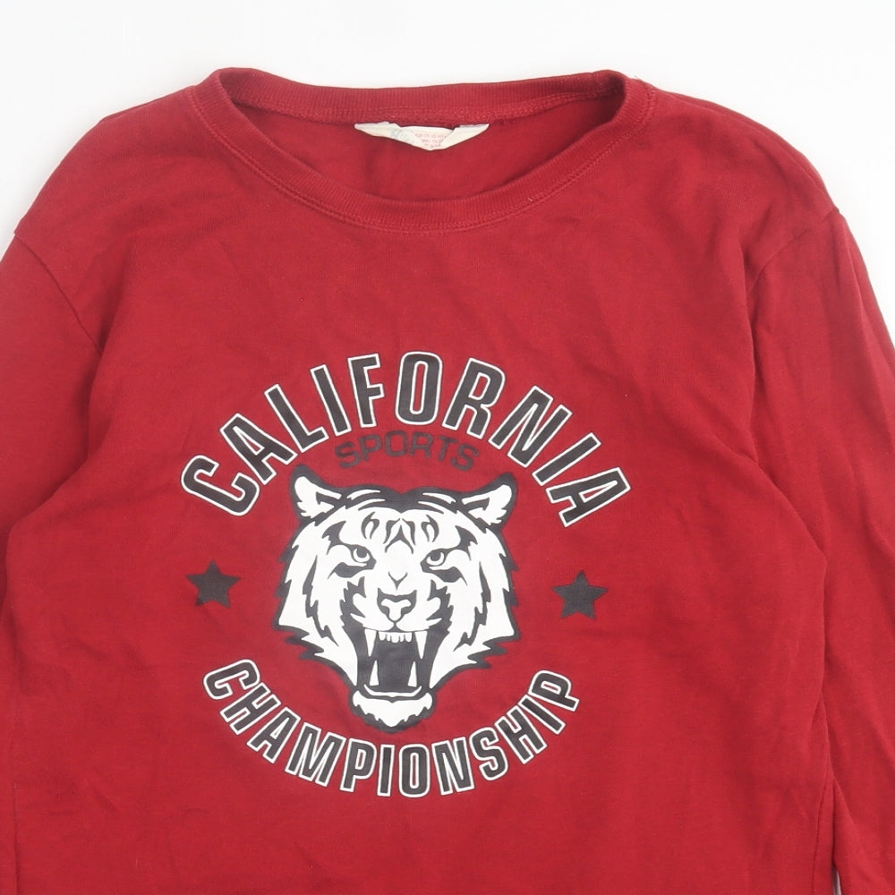 H&M Boys Red Crew Neck  Cotton Pullover Jumper Size 14 Years  Pullover
