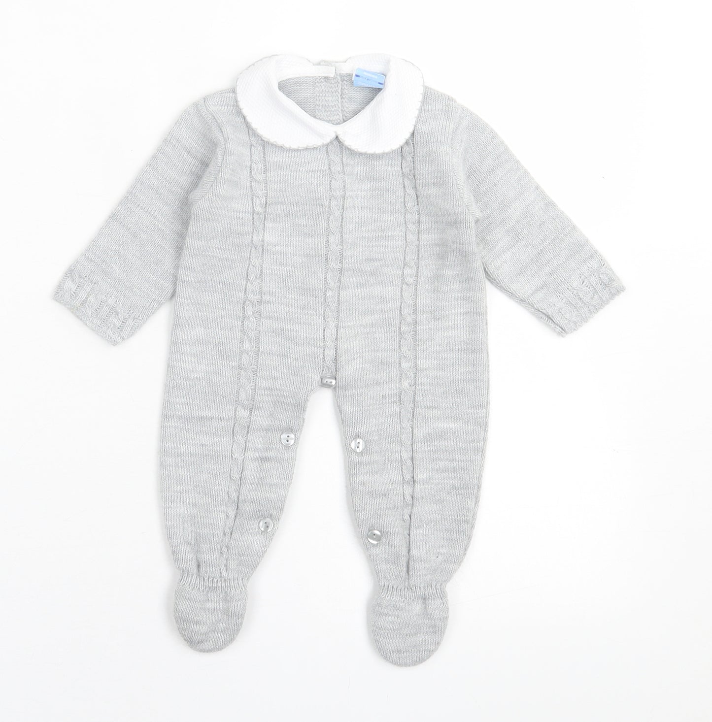 Sardon Baby Grey  Acrylic Babygrow One-Piece Size 0-3 Months  Button