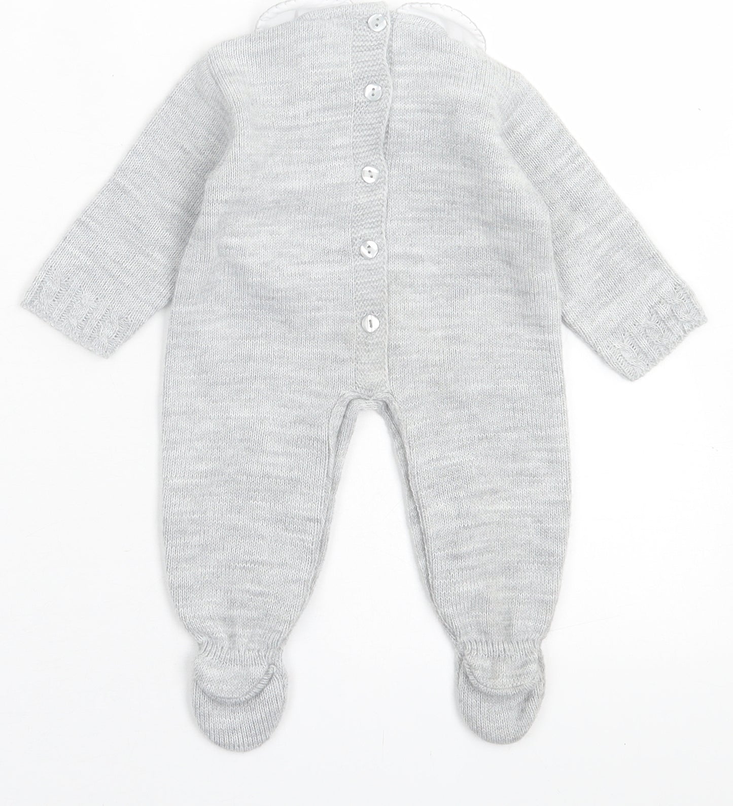 Sardon Baby Grey  Acrylic Babygrow One-Piece Size 0-3 Months  Button