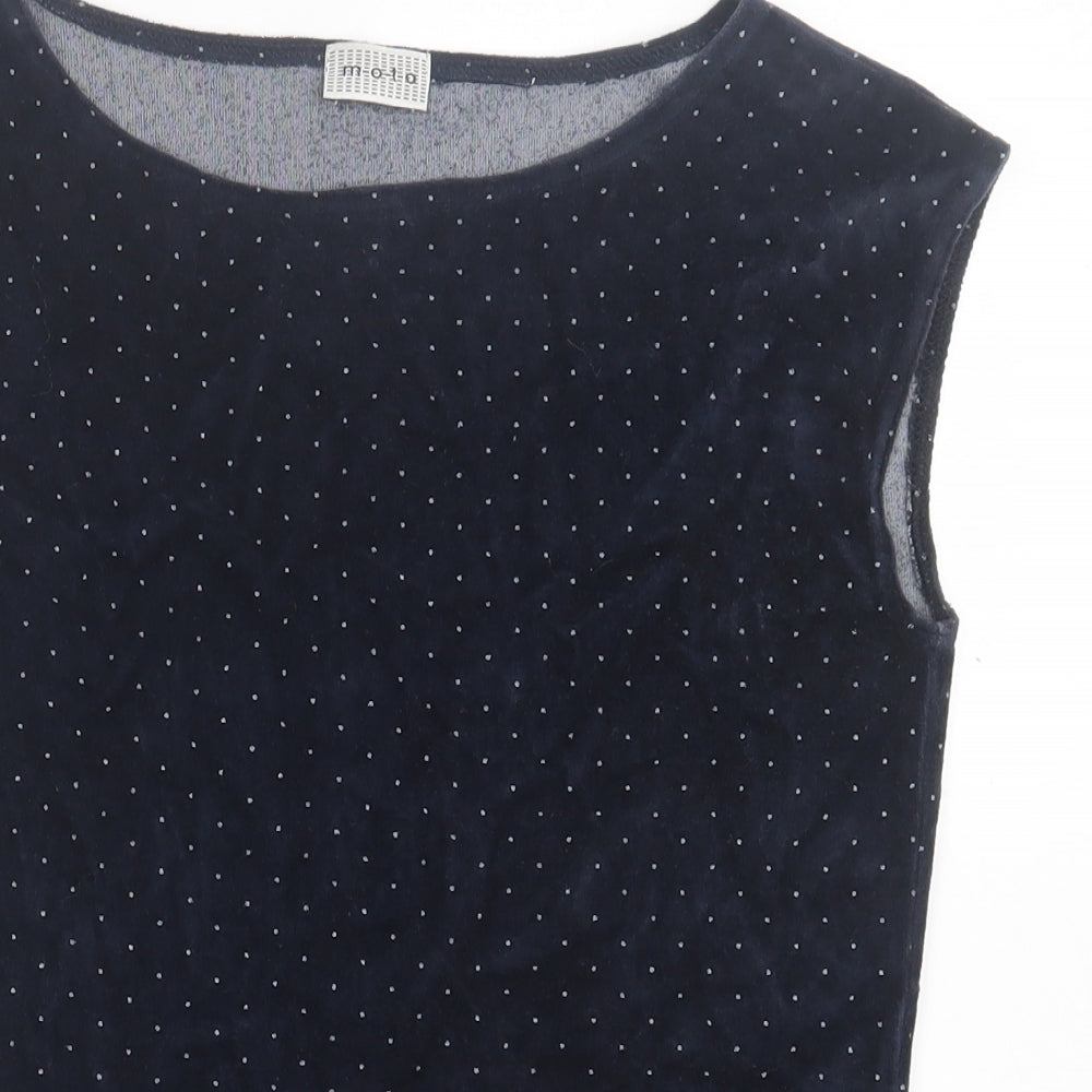 Moto Womens Blue  Cotton Basic Tank Size 10 Boat Neck