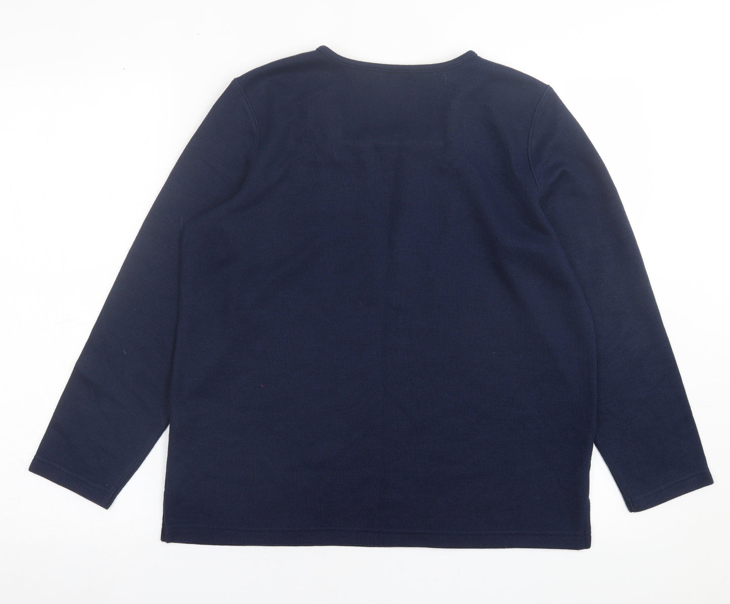 BM Womens Blue Square Neck Geometric Polyester Pullover Jumper Size S