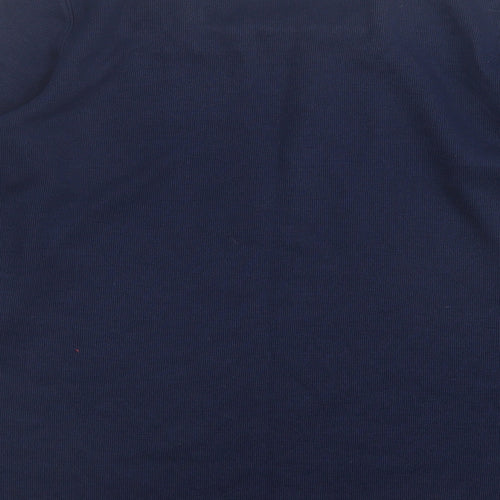 BM Womens Blue Square Neck Geometric Polyester Pullover Jumper Size S