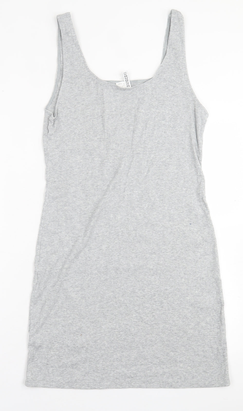 H&M Womens Grey  Cotton Bodycon  Size L  Scoop Neck Pullover