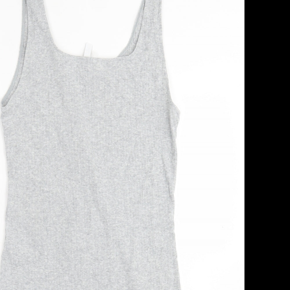 H&M Womens Grey  Cotton Bodycon  Size L  Scoop Neck Pullover