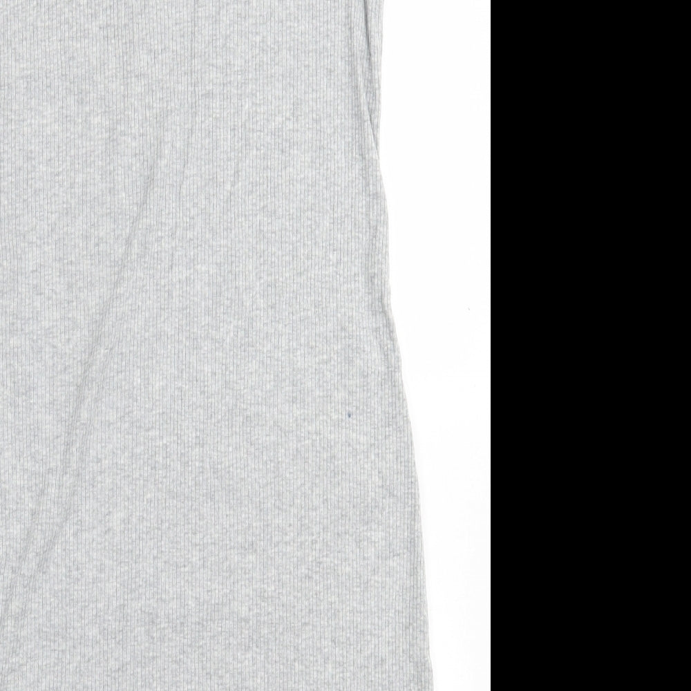 H&M Womens Grey  Cotton Bodycon  Size L  Scoop Neck Pullover