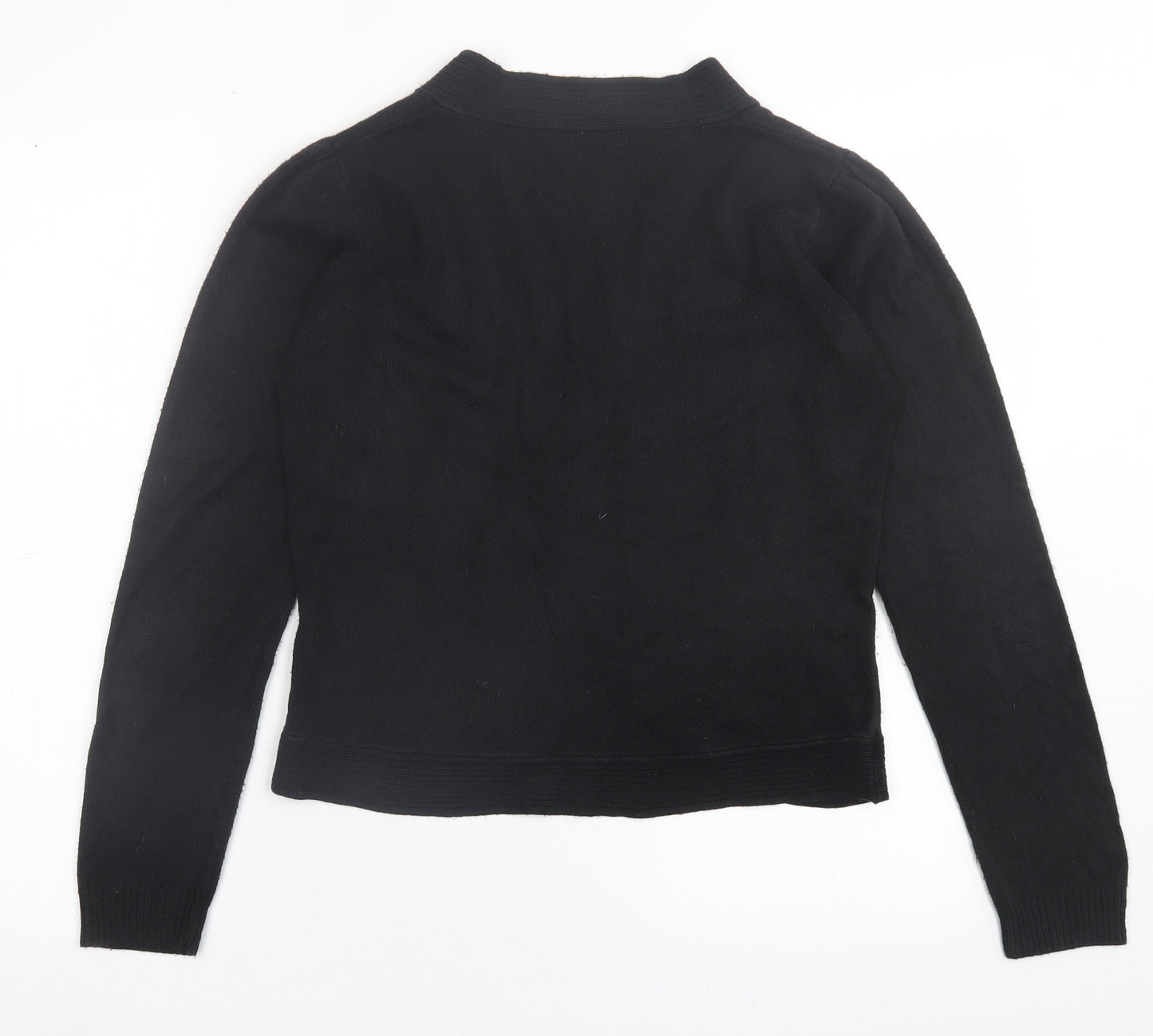 TU Womens Black V-Neck  Acrylic Cardigan Jumper Size 10