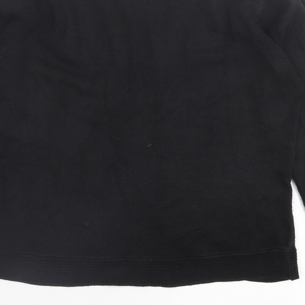 TU Womens Black V-Neck  Acrylic Cardigan Jumper Size 10