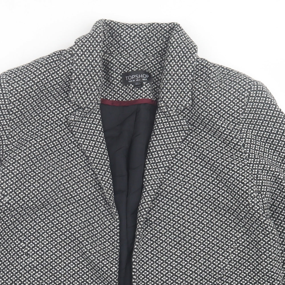 Topshop Womens Black Argyle/Diamond  Jacket Blazer Size 6